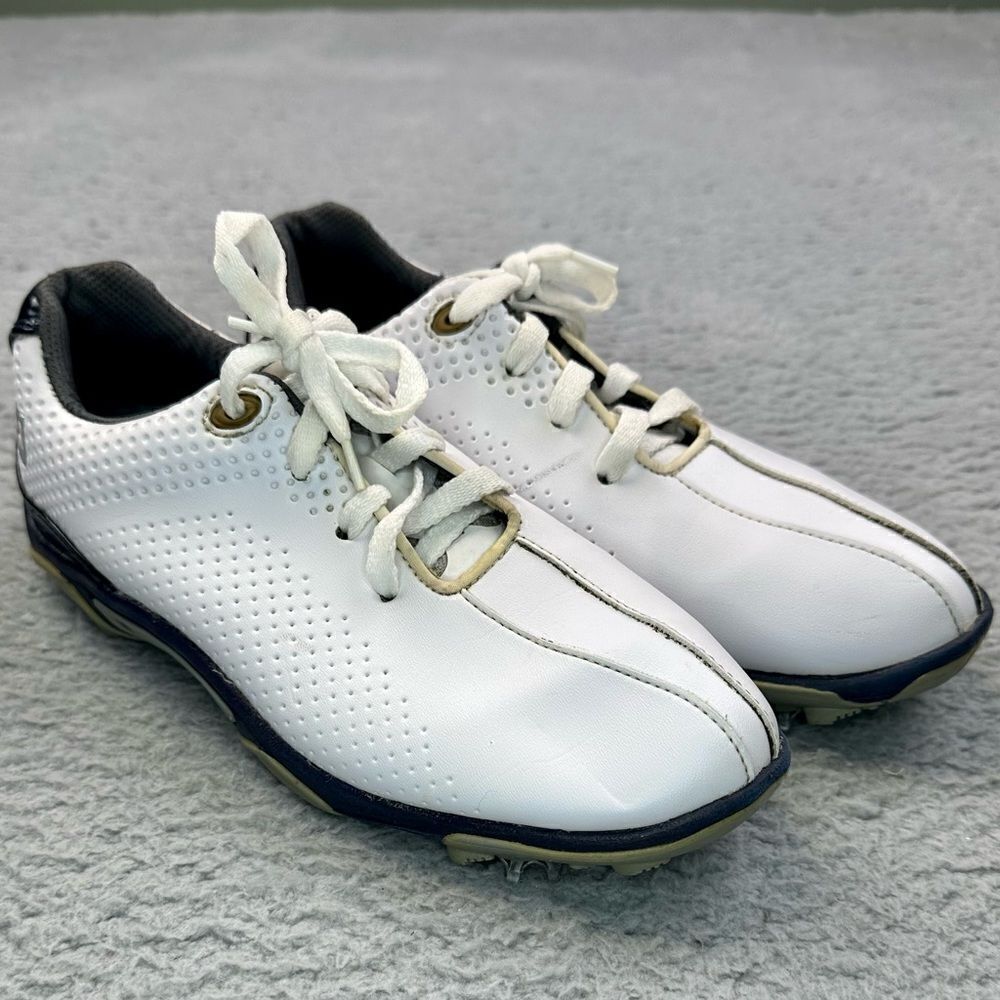 Footjoy Golf Shoes Juniors 5 Lace‎ Up Spike Cleats GJ White Blue Outdoor Sports